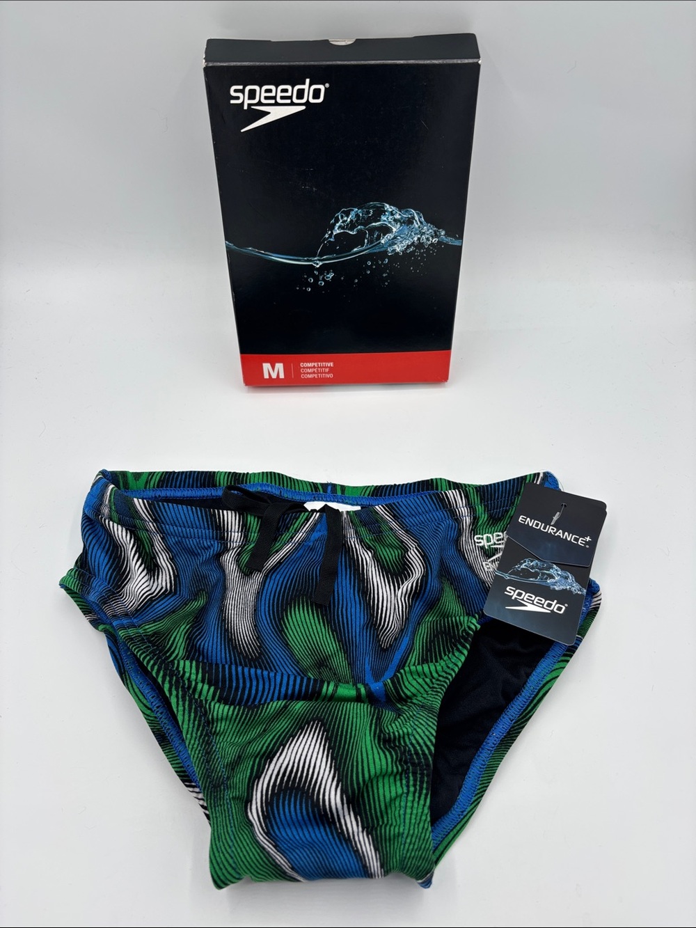 Speedo Team Royal Blue & Green Purpose Boy's Swim Briefs size 7/8